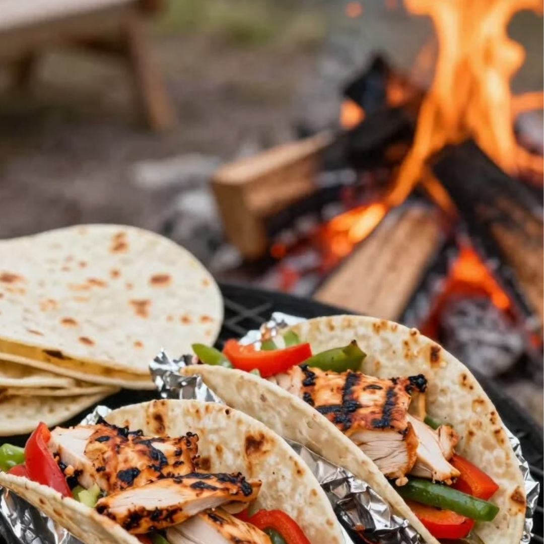 taco's maken op bbq met open vuur