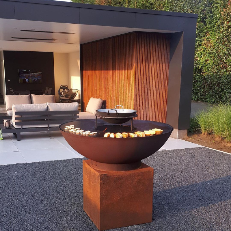 Outsunny Vuurschaal, Vuurplaats, Vuurton, Weerbestendig, 45 X 45 X 42 Cm Schwarz Bronze~1m2f5fa180800