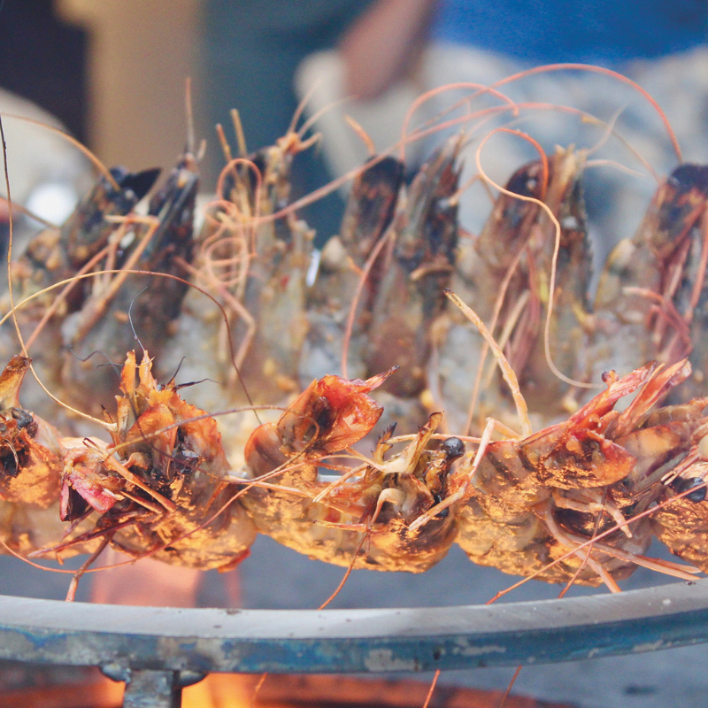 Gambas op grillring